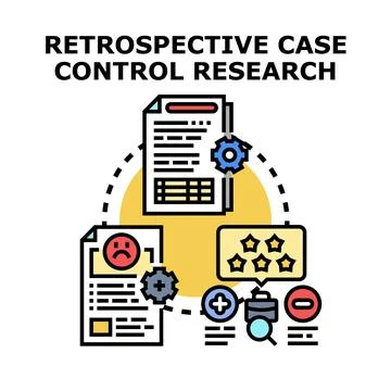 Retrospective case control research analyzing medical study concept Stock Illustration