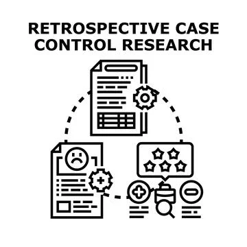 Retrospective case control research analyzing medical study concept Stock Illustration