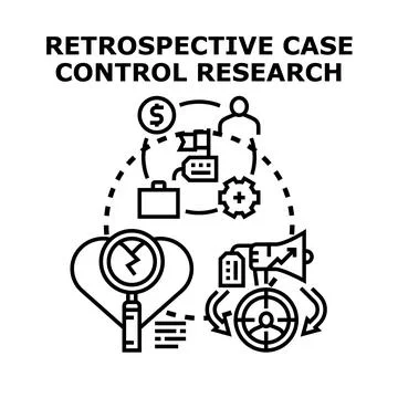 Retrospective case control research methodology study Stock Illustration