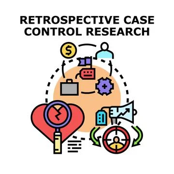 Retrospective case control research methodology study Stock Illustration