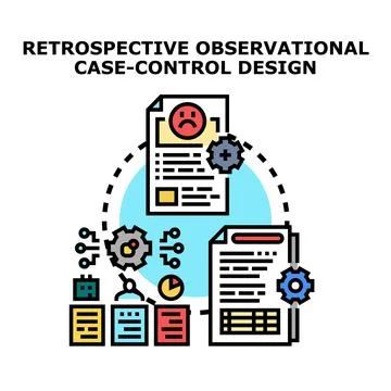 Retrospective observational case control design methodology research Stock Illustration