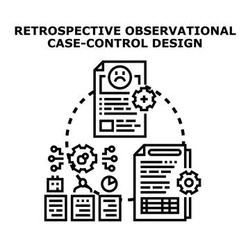 Retrospective observational case control design methodology research Stock Illustration