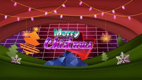 Retrowave Christmas Background Stock Illustration