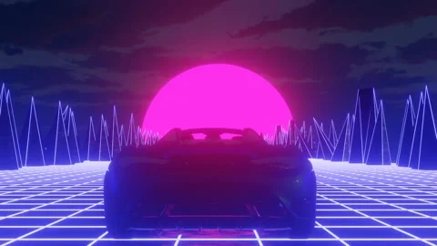 Retrowave drive from outside Stock Footage 246008950