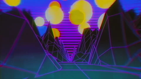 Retrowave Old TV VJ Loop 004 Stock Footage 124084052