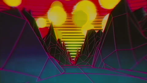 Retrowave Old TV VJ Loop 005 Stockbeeldmateriaal 124089555