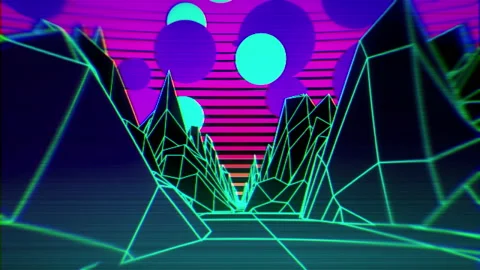 Retrowave Old TV VJ Loop 007 스톡 동영상 124097313