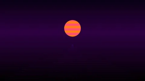 Retrowave Synthwave Retro 80s Sunset over Grid Landscape Background Stock Footage 340341132