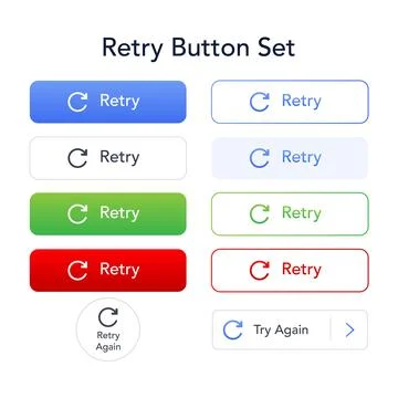 Retry button set UI. vector illustration Illustrazione stock
