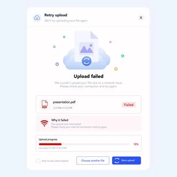 Retry file upload interface. vector illustration イラスト素材