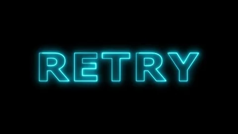 Retry text blue neon light effect animation on black. Vidéo 332533600