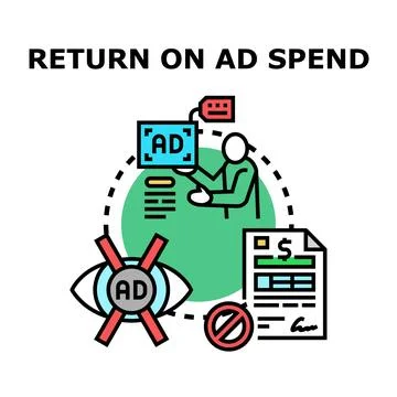 Return on ad spend calculation and optimization concept Stock Illustration