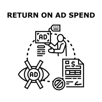 Return on ad spend calculation and optimization concept Stock Illustration