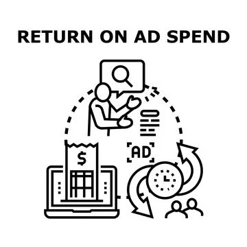 Return on ad spend concept with business analytics and marketing planning Illustrazione stock