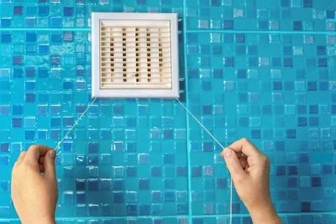 Return air vent cover, wall ventilation grille  with cord shutter. Stock Photos