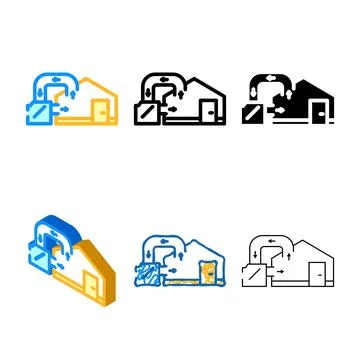 Return air ventilation styles color icon vector 스톡 일러스트
