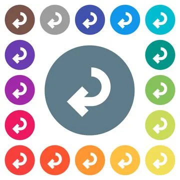 Return arrow flat white icons on round color backgrounds Stock Illustration