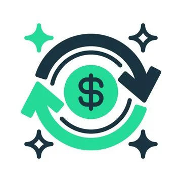 Return Arrows Line Icon, Outline Symbol for Profit Cycle, Investment Flow, .. Illustrazione stock
