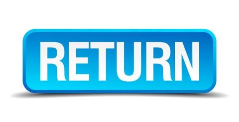 Return blue 3d realistic square isolated button Illustrazione stock