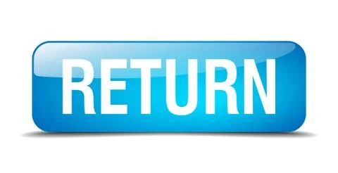 Return blue square 3d realistic isolated web button Stock Illustration