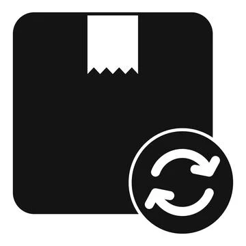 Return cardboard box with a recycle sign showing return policy Stock Illustration