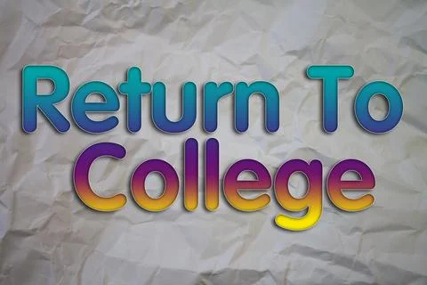 Return To College text with Torn, Crumpled White Paper on colored background. Stock Photos