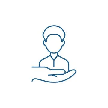 Return customers line icon concept. Return customers flat vector symbol, sign Stock Illustration