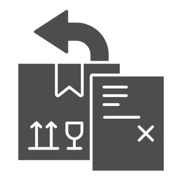 Return delivery box with report document solid icon, delivery and logistics Stock Illustration