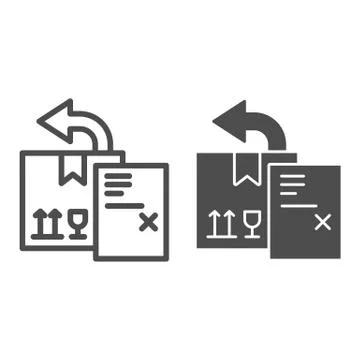 Return delivery box with report document line and solid icon, delivery and Stock Illustration