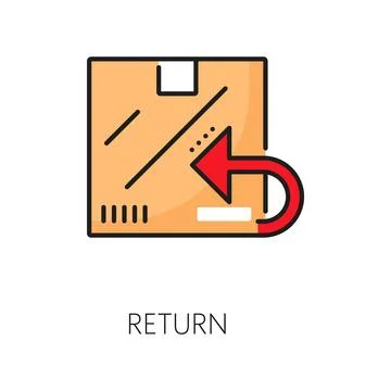 Return delivery line icon with box or parcel Stock Illustration