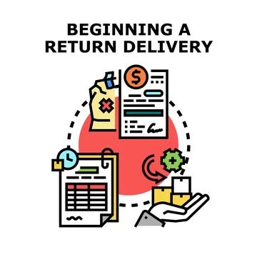 Return delivery process beginning with documentation Stock Illustration