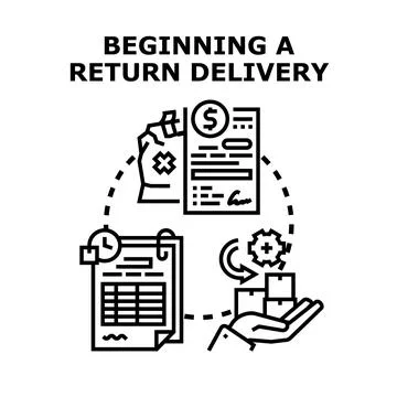 Return delivery process beginning with documentation 库存插图