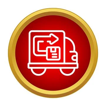 Return delivery truck distributing packages logistic icon Stock Illustration