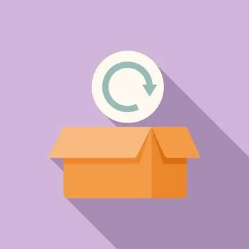 Return empty box icon flat vector. Parcel product Stock Illustration