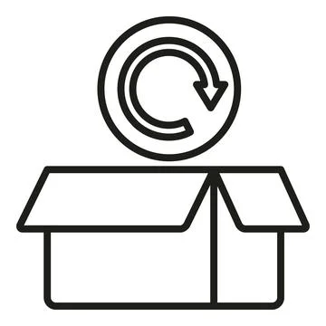 Return empty box icon outline vector. Parcel product 库存插图