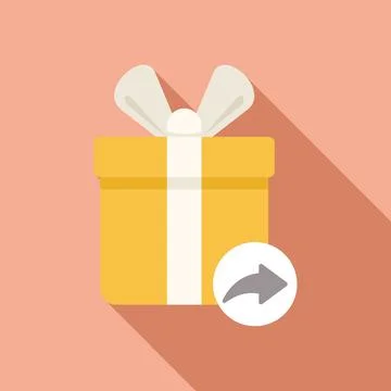 Return gift box icon flat vector. Product delivery Illustrazione stock