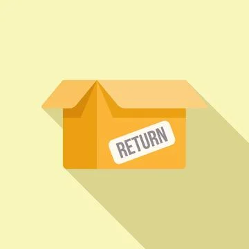 Return goods box icon flat vector. Parcel service Stock Illustration