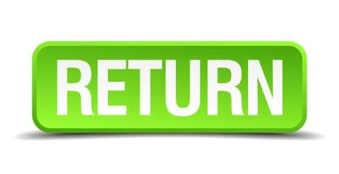 Return green 3d realistic square isolated button Illustrazione stock