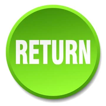 Return green round flat isolated push button Illustrazione stock