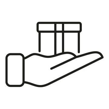 Return hand box icon outline vector. Service shop Stock Illustration