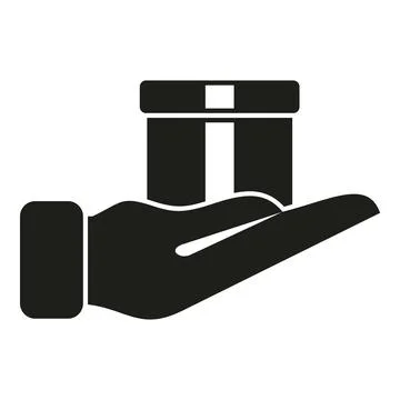 Return hand box icon simple vector. Service shop Stock Illustration
