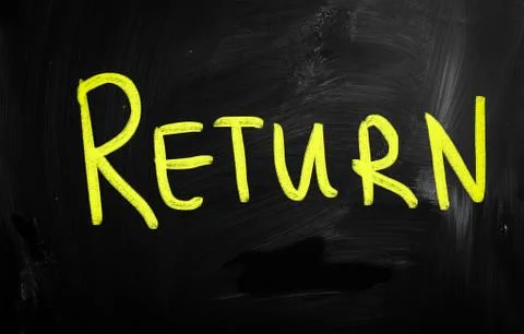 "return" handwritten with white chalk on a blackboard Stock Illustration
