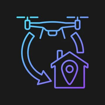 Return to home function gradient vector manual label icon for dark theme Stock Illustration