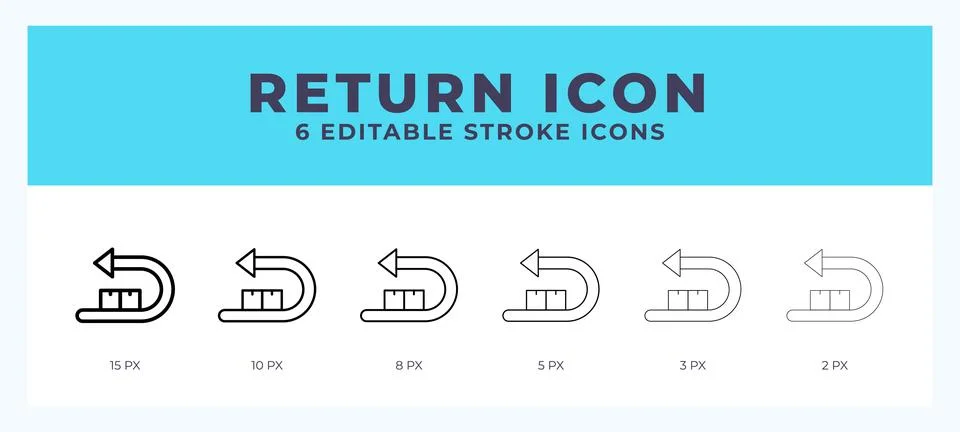 Return icon with different stroke. Editable stroke. Vector illustration. Stock Illustration
