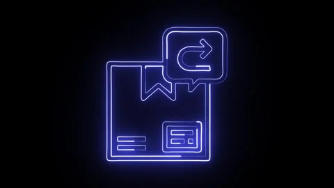 Return Icon Isolated on Black Background, Back Arrow Neon Line Animation HD.. Video stock 323940989