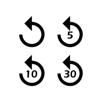 Return icon or rewind to 5, 10 and 30 sec. Return icon set. Vector EPS10 Stock Illustration