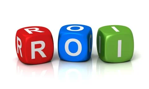 Return on incvestment cubes concept 3d illustration Stock Illustration