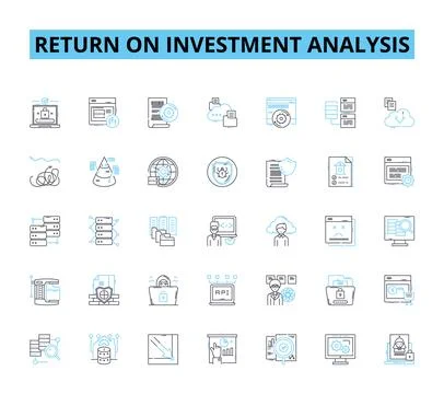 Return on investment analysis linear icons set. Profitability, Capital, Ratio Stock Illustration