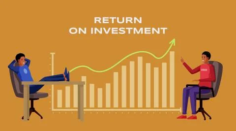 Return on investment banner template illustration. African american businessmen Stock Illustration