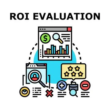 Return on investment evaluating business performance concept Stock Illustration